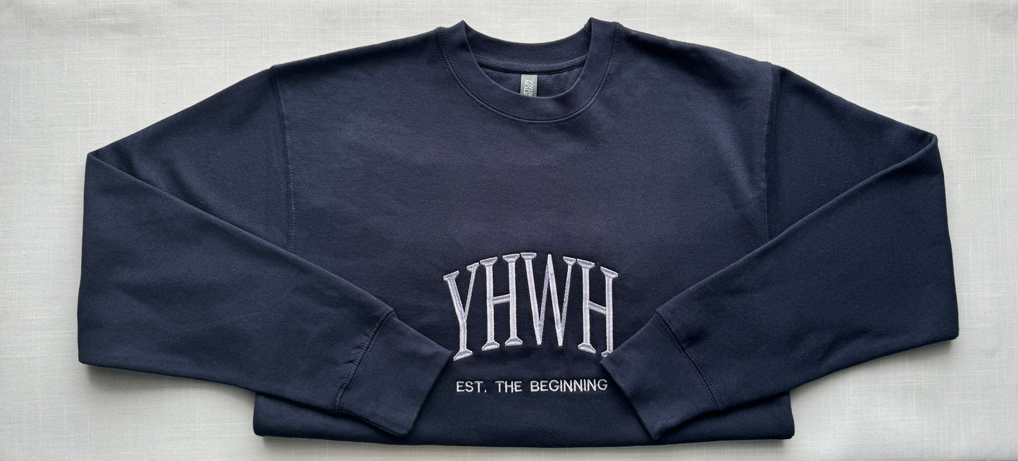YHWH Embroidered Sweatshirt | The “I AM” - Contrast Stitch