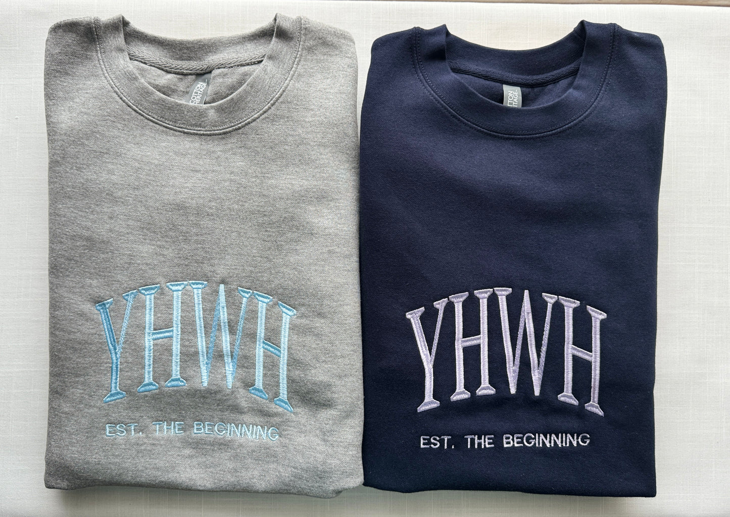 YHWH Embroidered Sweatshirt | The “I AM” - Contrast Stitch