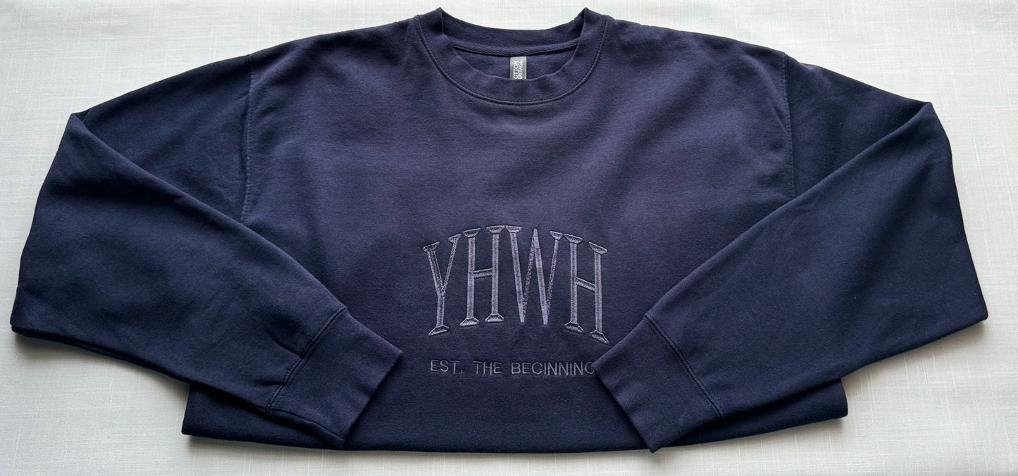 YHWH Embroidered Sweatshirt | The “I AM” - Monochromatic Stitch