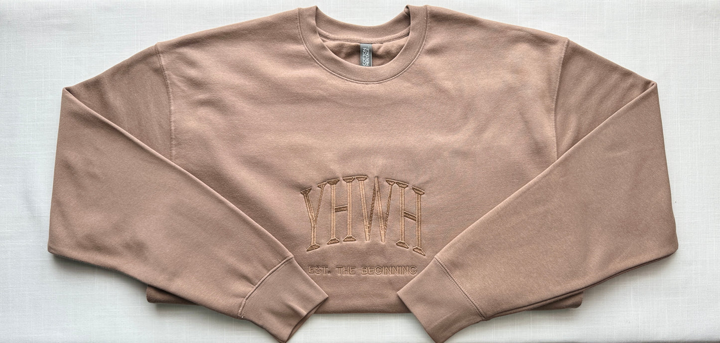 YHWH Embroidered Sweatshirt | The “I AM” - Monochromatic Stitch