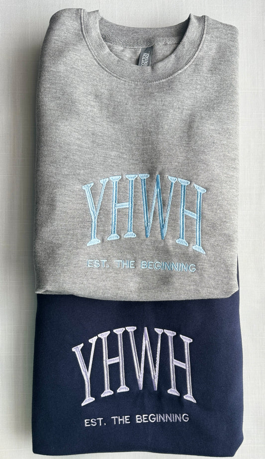 YHWH Embroidered Sweatshirt | The “I AM” - Contrast Stitch