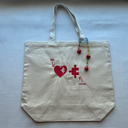 Tote Bag | Christian Heart Puzzle Canvas Tote