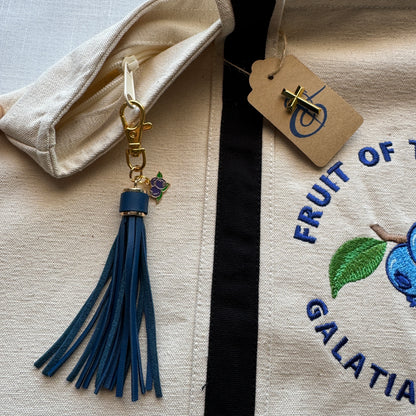 The Fruit of the Spirit Blueberry Embroidered Tote Bag | Galatians 5:22-23