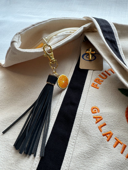 The Fruit of the Spirit Orange Embroidered Tote Bag | Galatians 5:22-23