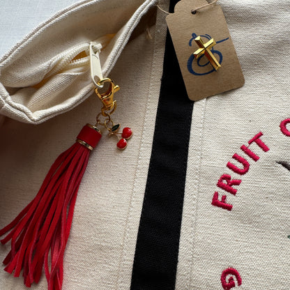 The Fruit of the Spirit Cherry Embroidered Tote Bag | Galatians 5:22-23