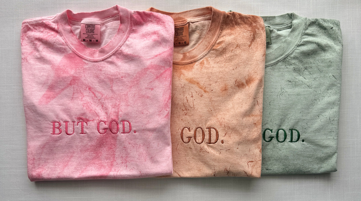 BUT GOD. Embroidered T-Shirt | A Testimony of Faith