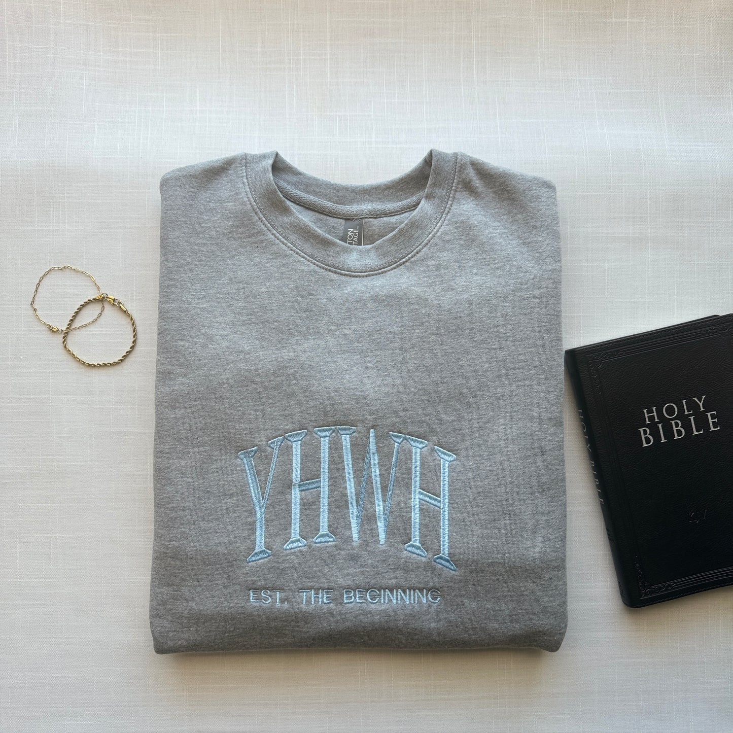 YHWH Embroidered Sweatshirt | The “I AM” - Contrast Stitch
