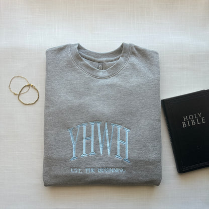 YHWH Embroidered Sweatshirt | The “I AM” - Contrast Stitch